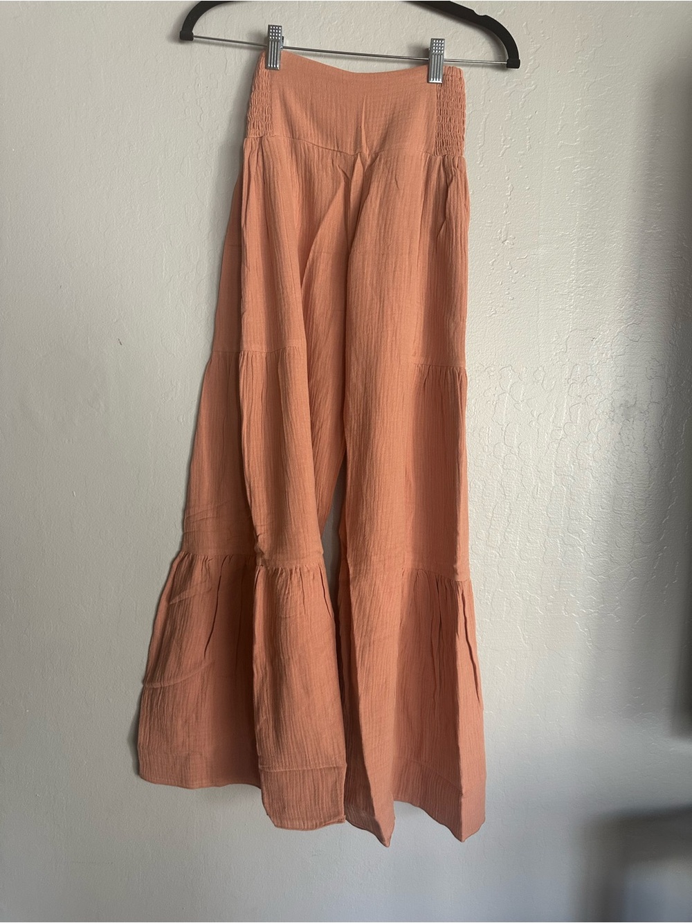 Peach Tiered Wide-Leg Pants